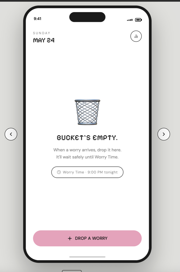 主界面，桶是空的，文案写着 BUCKET'S EMPTY